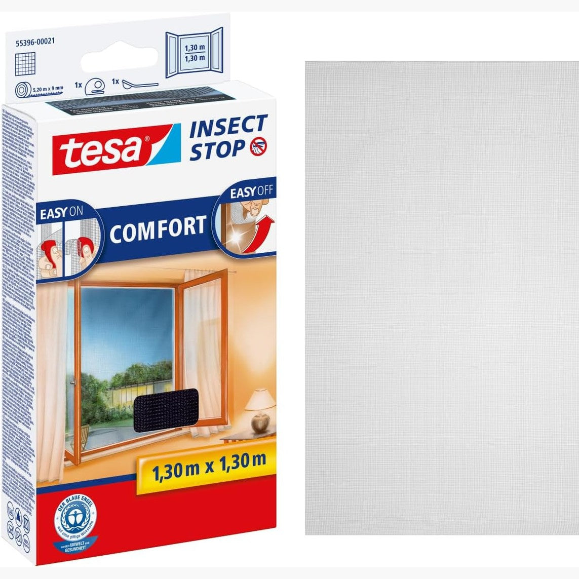 322649 - TESA Mbrojtëse mizash INSECT STOP me Velcro Premium, 130 cm x 130 cm, Antracit