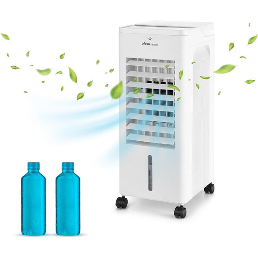 84238 - UFESA Nuuk+ Ftohësi Ajror Avullues Portativ 65W, Me Funksionin 3-në-1, Ventilator dhe Jonizim, 3 Shpejtësi, 3 Mënyra, Panel Me Prekje, Kapaciteti i Rezervuarit 6L, Kohëmatës 12 Orësh, Filtër i Lajshëm, Telekomandë