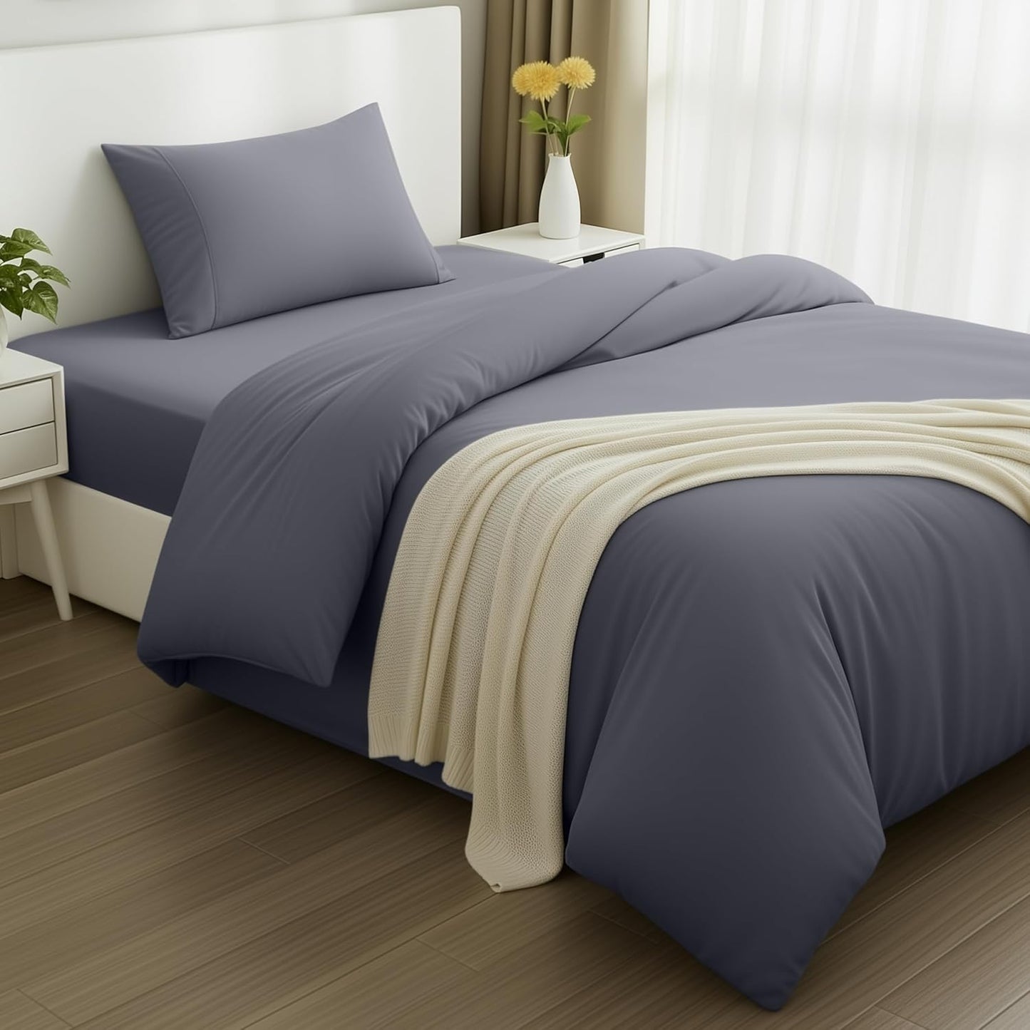257778 - UTOPIA BEDDING Set Mbulesash Jorgani për Krevat 90cm, Çarçaf i Futur 90 x 190 cm, Mbulesë Jastëku 50 x 75 cm, Mbulesë Jorgani 135 x 200 cm