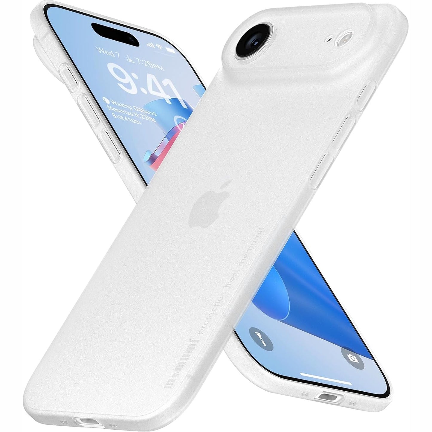 294342 - MBROJTËSE MEMUMI PËR IPHONE AIR, 0.3 mm, ultra e hollë, me përfundim mat, Rezistent ndaj goditjeve, kundër rrëshqitjes, rezistente ndaj gërvishtjeve, Mbrojtëse për iPhone 17 Air - E bardhë e tejdukshme