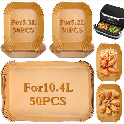 216701 - JOMDJMSKES 150 copë letër pjekjeje për skuqje me ajër, tavë letre pergamene 10.4L, pajtueshme me aksesorë mbulues, 5.2L Ninja Foodi Flex AF500EU/AF500EUCP