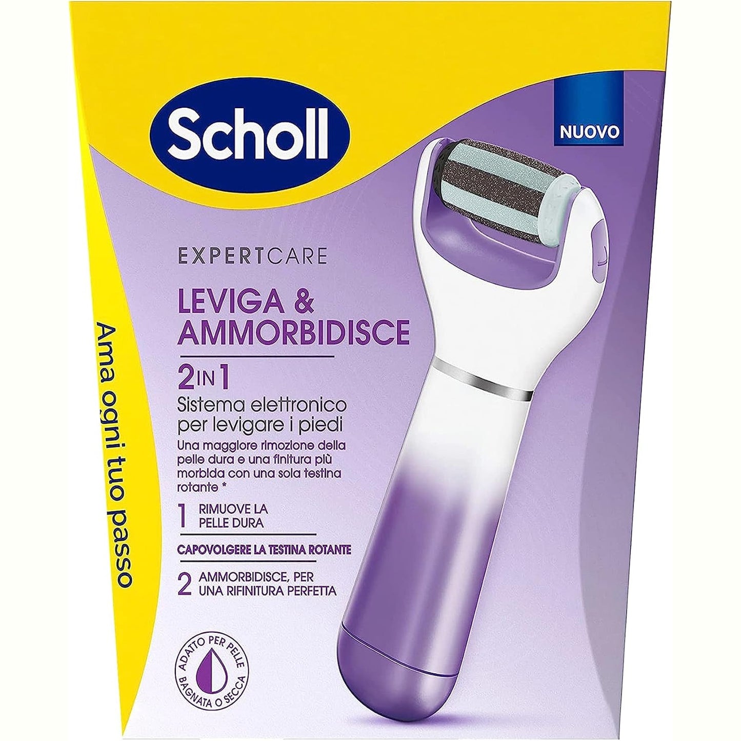 321424 - SCHOLL Velvet 2në1 Zbut dhe Lëmon Këmbët, Sistem Elektronik Pedikyr për Lëmimin e Këmbëve me Koka të Dyfishta, Heq Lëkurën e Fortë dhe Zbut, për një Përfundim Perfekt.