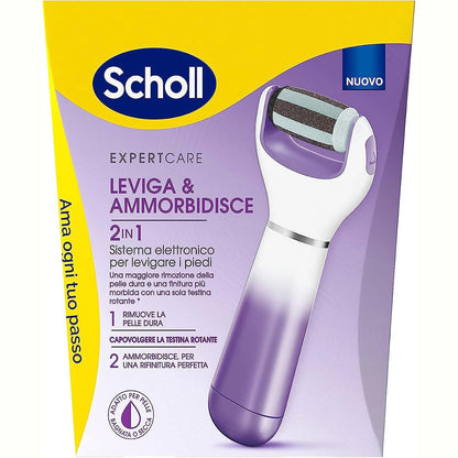 321424 - SCHOLL Velvet 2në1 Zbut dhe Lëmon Këmbët, Sistem Elektronik Pedikyr për Lëmimin e Këmbëve me Koka të Dyfishta, Heq Lëkurën e Fortë dhe Zbut, për një Përfundim Perfekt.