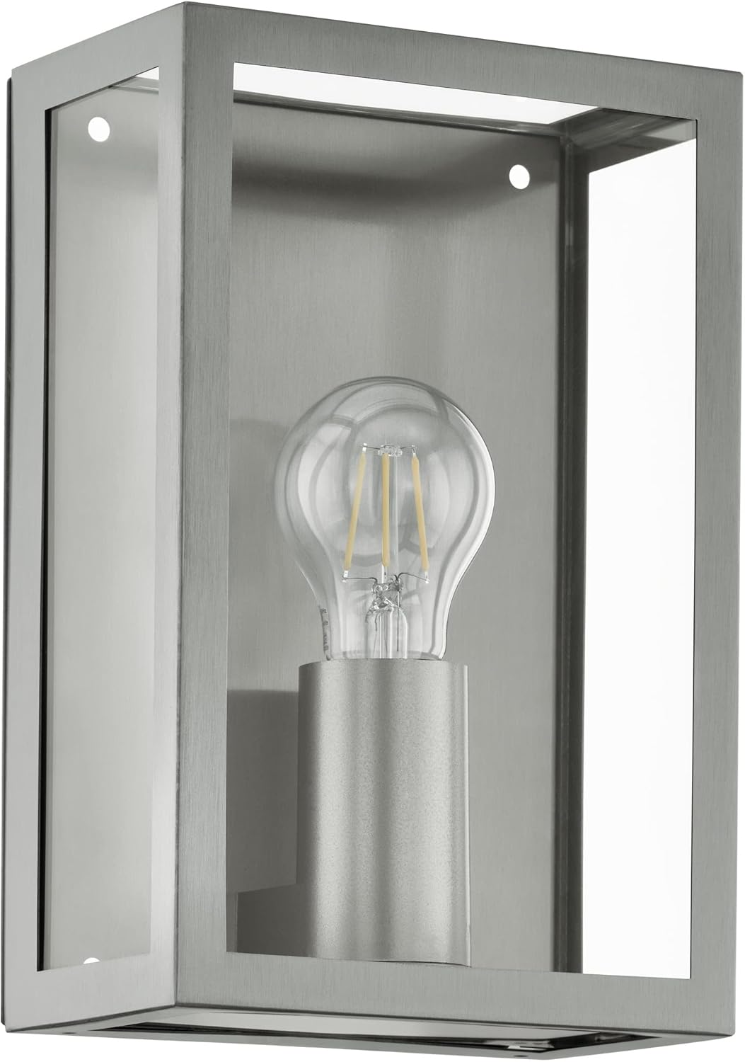 256698 - EGLO Alamonte Llambë Muri për Jashtë, Dritë me 1 Dritë, Çelik Inox, Ngjyra Argjendi, Qelqi Transparent, Priza E27, IP44