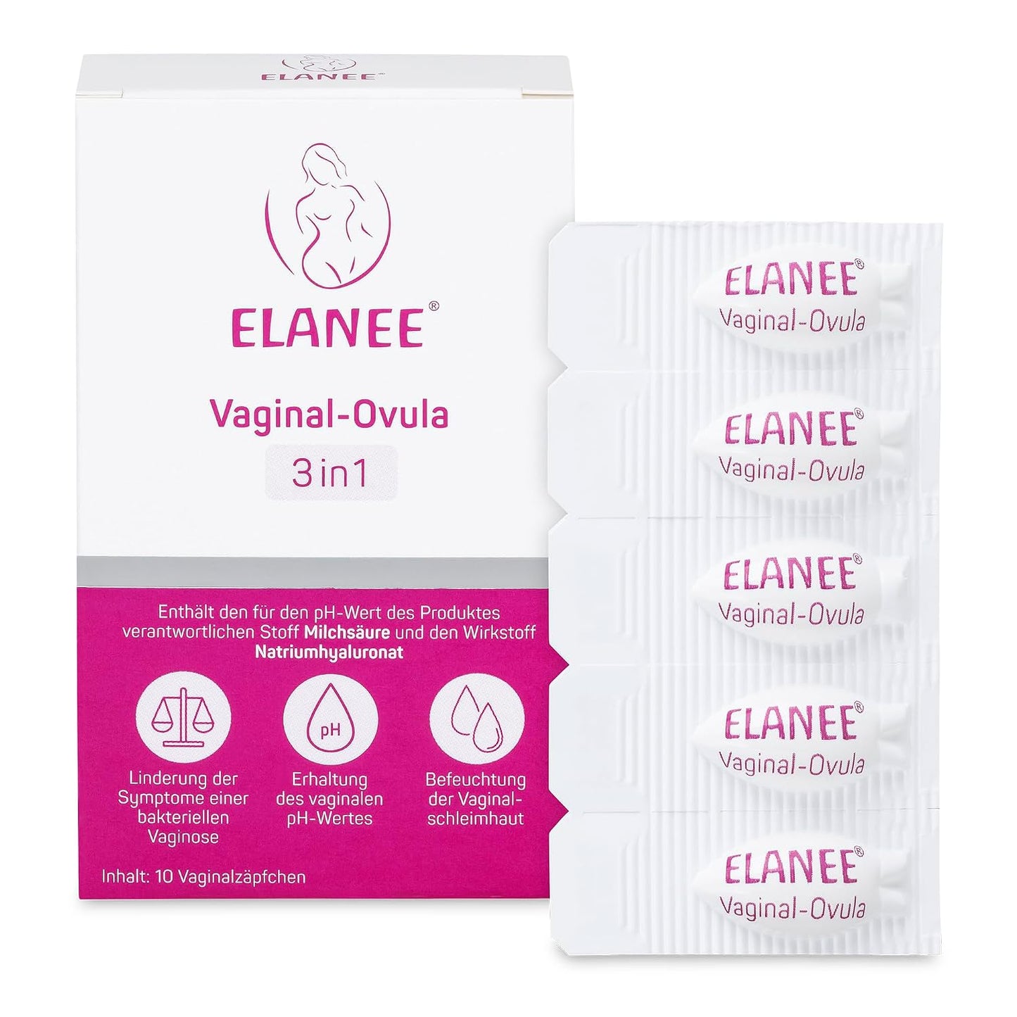 290287 - ELANEE Ovula vaginale 3 në 1, 10 supozitorë vaginalë
