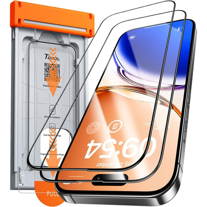 267121 - TOCOL Mbrojtës ekrani prej qelqi të temperuar për iPhone 15 Pro, fortësi 9H, pako me 2 copë