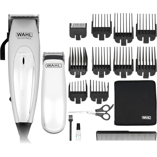 311467 - WAHL Makinë prerëse elektrike me kabllo Home Pro Deluxe Combo, 8 krehëra udhëzues, komplet me makinë prerëse me bateri, gërshërë dhe krehër