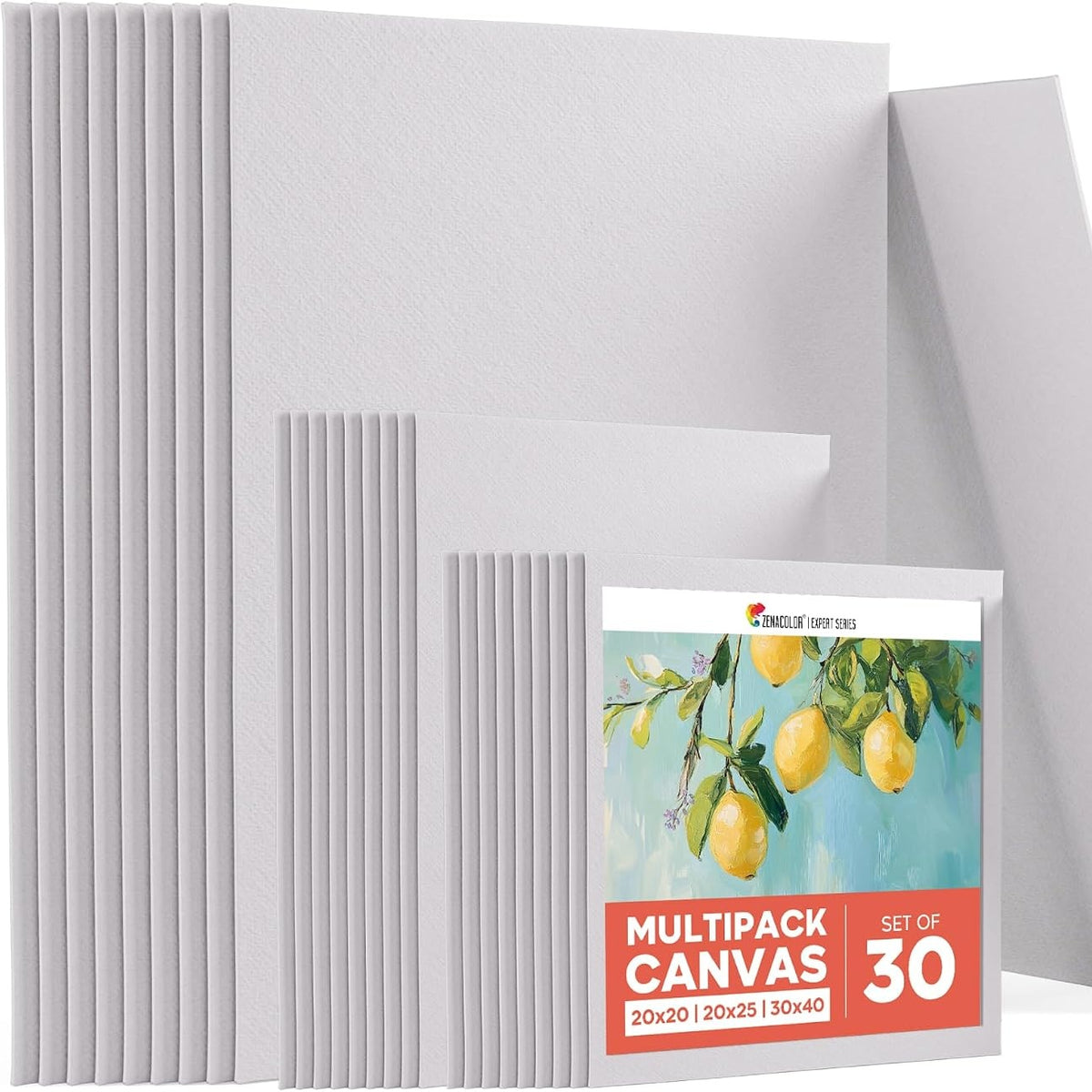 320091 - ZENACOLOR Kanavacë për Pikturë, 3 Madhësi (30 Copë), Set Kanavacë 280 g/m² 100% Pambuk, Për Bojë Akrilike, Pikturë me Vaj, Guash