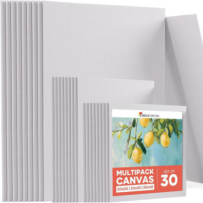 320091 - ZENACOLOR Kanavacë për Pikturë, 3 Madhësi (30 Copë), Set Kanavacë 280 g/m² 100% Pambuk, Për Bojë Akrilike, Pikturë me Vaj, Guash