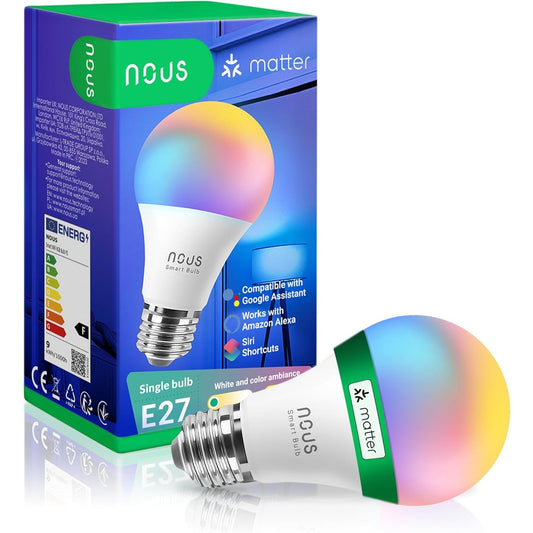 177347 - NOUS - Llampa Smart ZigBee P3Z RGB E27, 2700-6500K, e pajtueshme me Alexa, Google Home, Hue Bridge, 16 milion ngjyra, kontroll zëri dhe aplikacioni