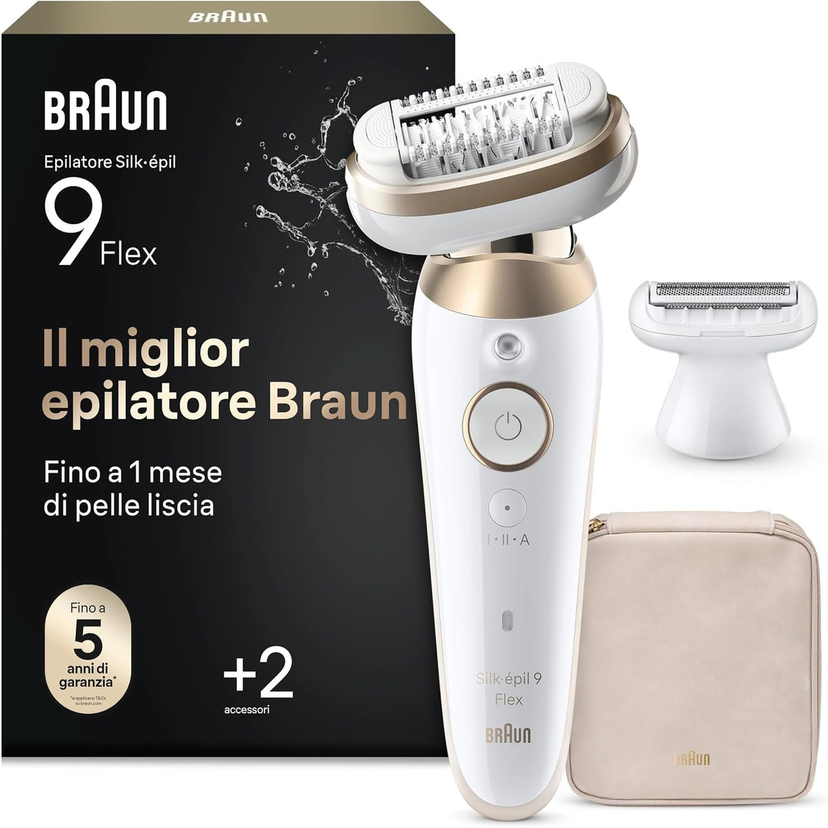 296534 - Braun Depilator elektrik për femra Silk Epil 9, 9-041 3D, i bardhë dhe i artë