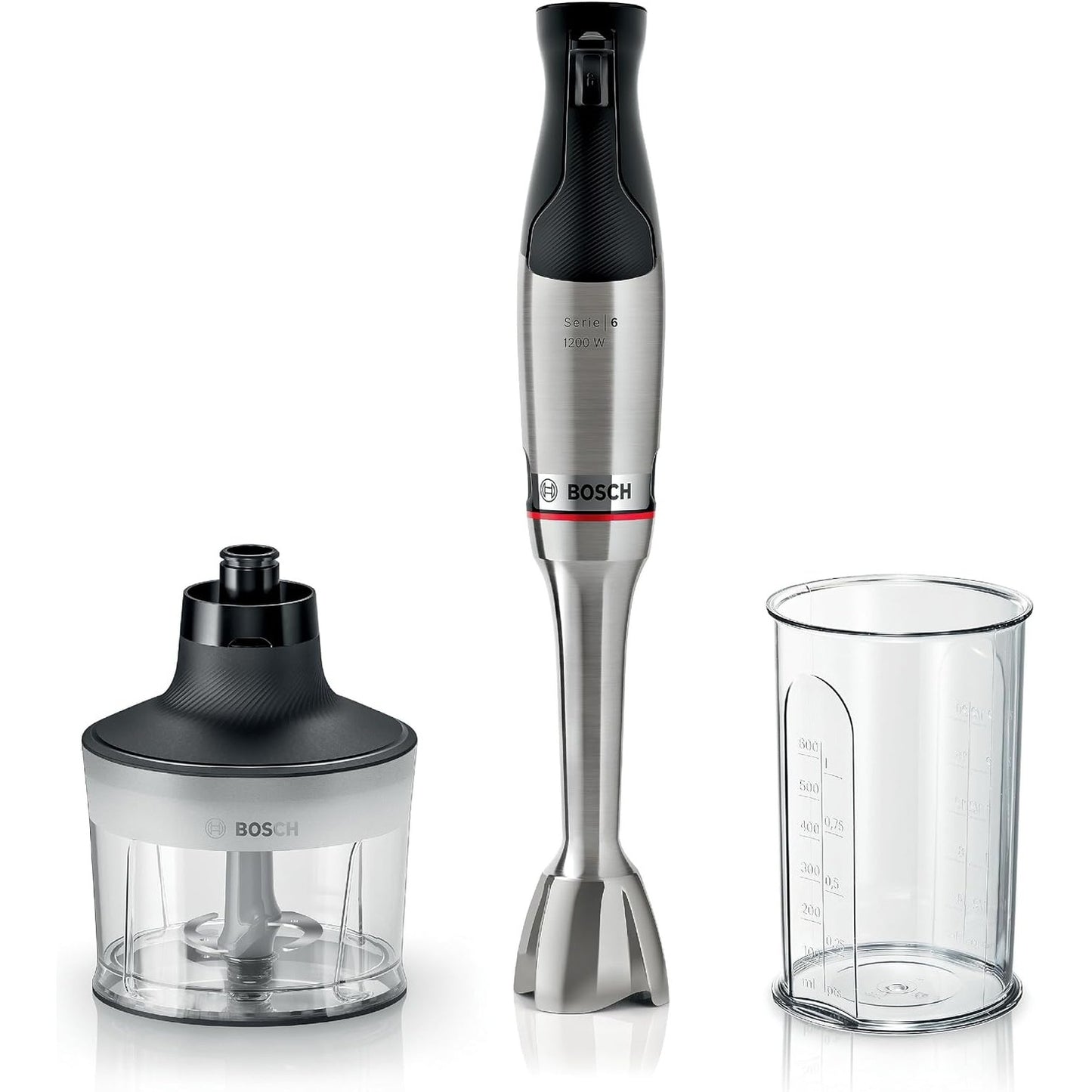 288182 - BOSCH Blender dore ErgoMaster Series 6, 1200W, 4 tehe çeliku inox, bashkim qeramik, gotë përzierjeje, funksionim me një dorë