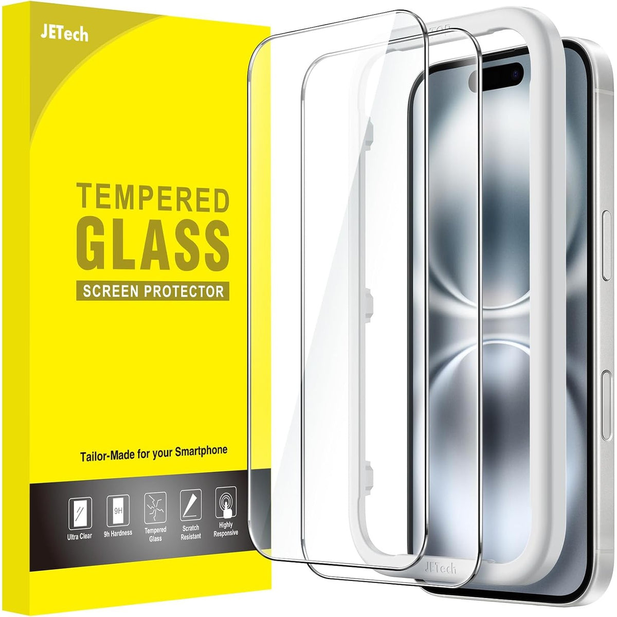 310531 - JETech Xham i temperuar për iPhone 16, pako me 2 copë