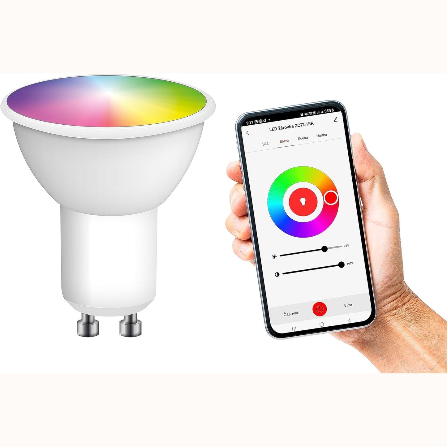 248247 - EMOS Llambë reflektuese LED GoSmart MR16 ZigBee 4.8W ekuivalente me 35W, shkëlqim 400 lm, RGB, 2700-6500 K, bazë GU10, e bardhë