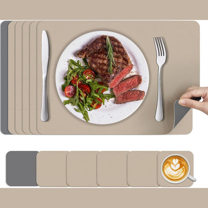 215062 - KITCHENBOSS Set me 6 mbulesa tavoline dhe mbështetëse të lahet, Ø43x30cm