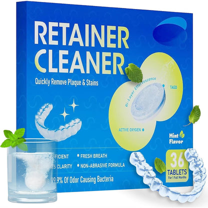 298617 - Tableta pastrimi për aparate ortodontike, 36 tableta, heqin njollat nga aparatet ortodontike, të përshtatshme për Invisalign