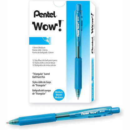 305561 - PAKO PENTEL me 12 stilolapsa të tërheqshëm, tytë trekëndëshe, blu e çelët