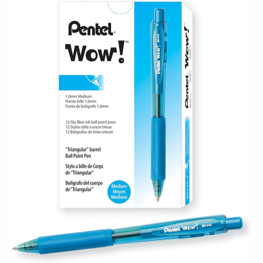 305561 - PAKO PENTEL me 12 stilolapsa të tërheqshëm, tytë trekëndëshe, blu e çelët