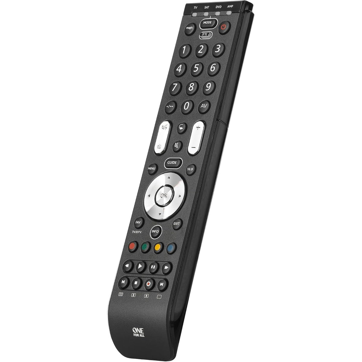305373 - UNIVERSAL Essence 4 One For All Telekomandë për TV, kontrollon 4 pajisje - TV/Smart TV, Dekoder, DVD, Blu-ray, garantuar për të punuar me të gjitha markat - URC 7140