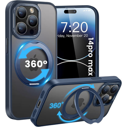 320264 - Mbështjellës për Huawei iPhone 14 Pro Max, Magnetik 360° me Unazë, me MagSafe, Mat Transparent, Rezistent ndaj Gërvishtjeve