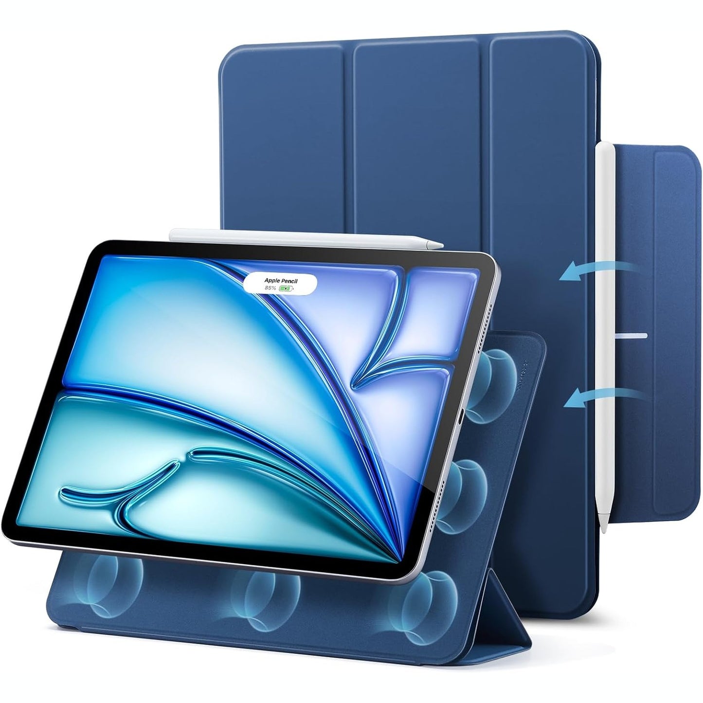 268782 - ESR MBËSHTJELLËSE PËR IPAD AIR 11 INÇ 2026 (M4/M3/M2), ME MBYLLJE TË FORTË MAGNETIKE, MBËSHTJELLËSE ME TRE PALOSJE, MBËSHTET PENCIL PRO/USB-C, GJUMË/ZGJIM AUTOMATIK, BLU E ERRËT
