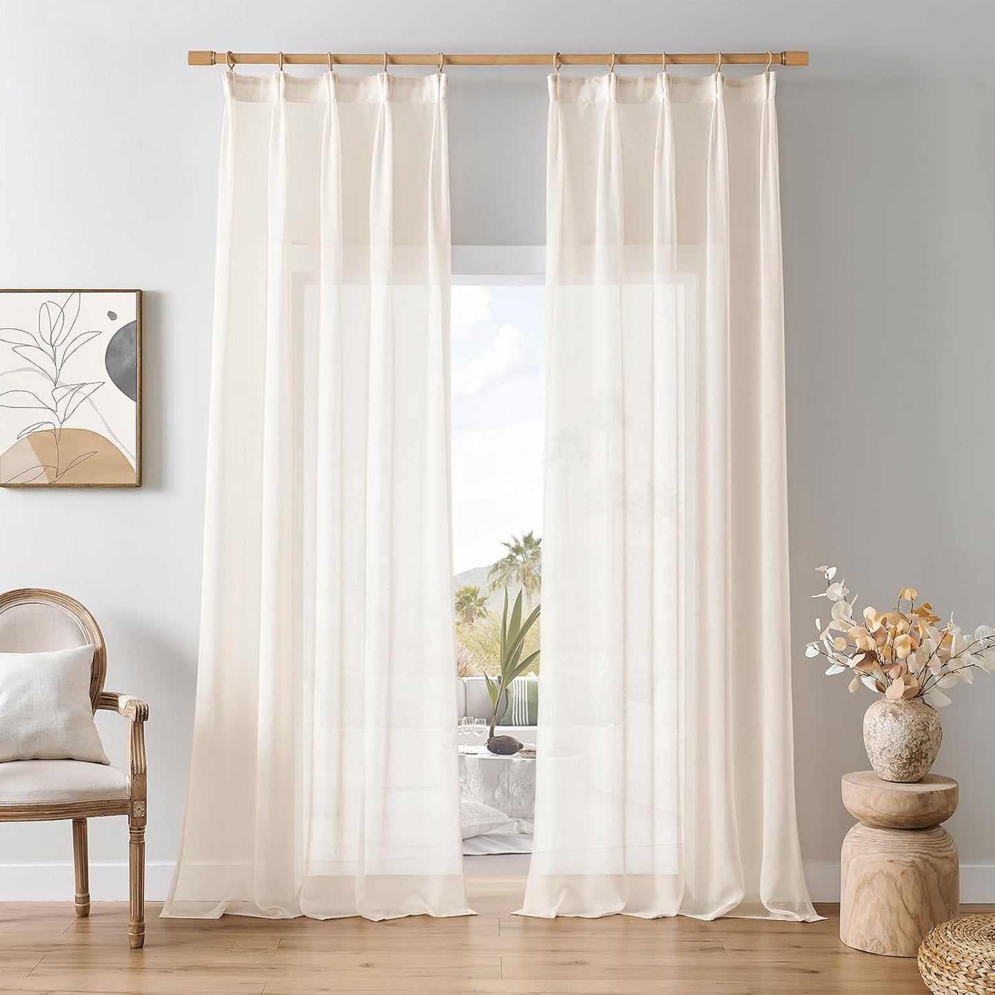 261531 - PERDE Softalker me Shirit të Mbështjellur, Bezhë, 245 cm e Lartë, 140 cm e Gjerë, Set prej 2