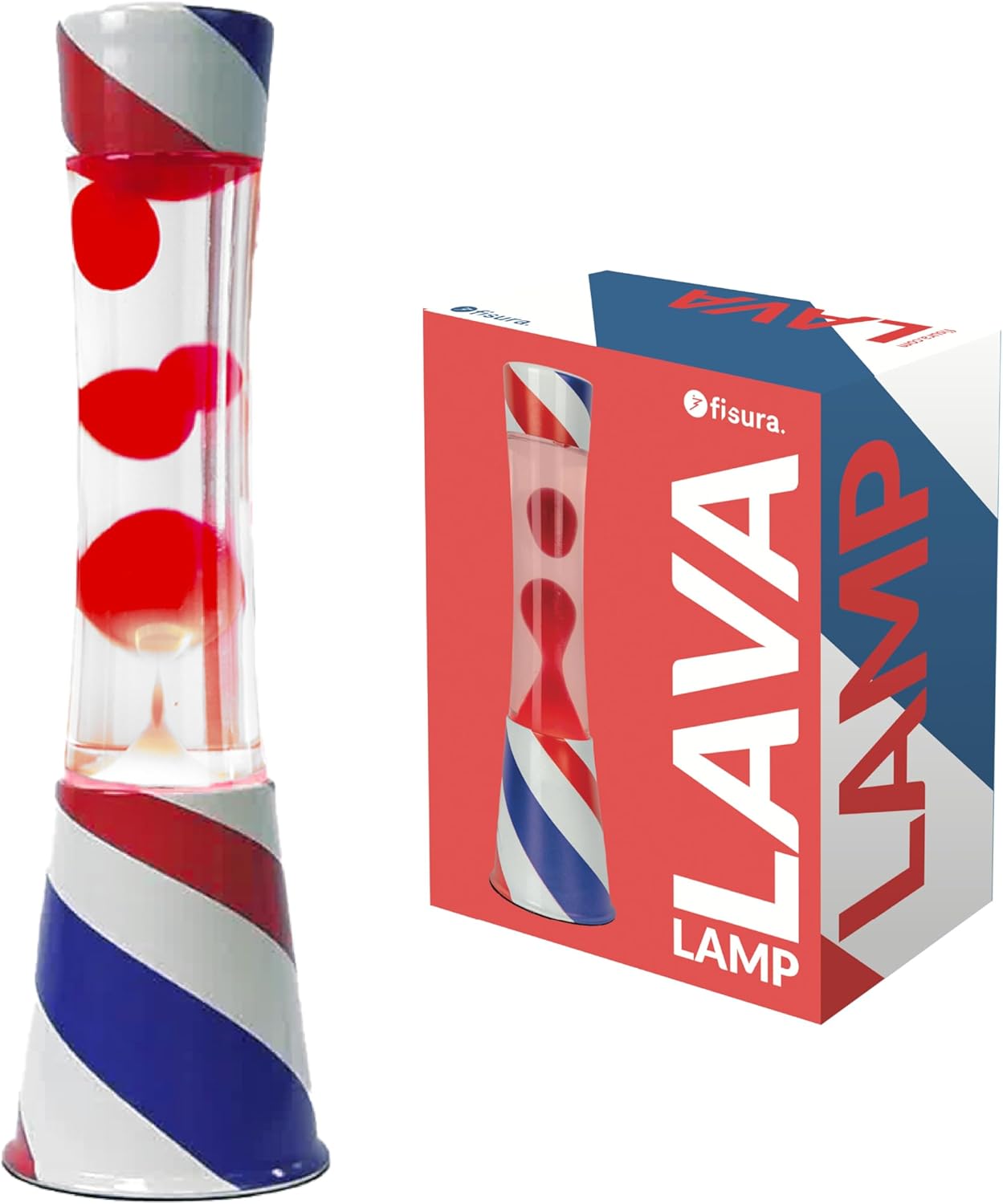 217582 - FISURA Llambë lave për sallone flokësh, bazë me markën e sallonit, lëng transparent, lavë e kuqe, llambë rezervë, 11 x 11 x 39.5 cm