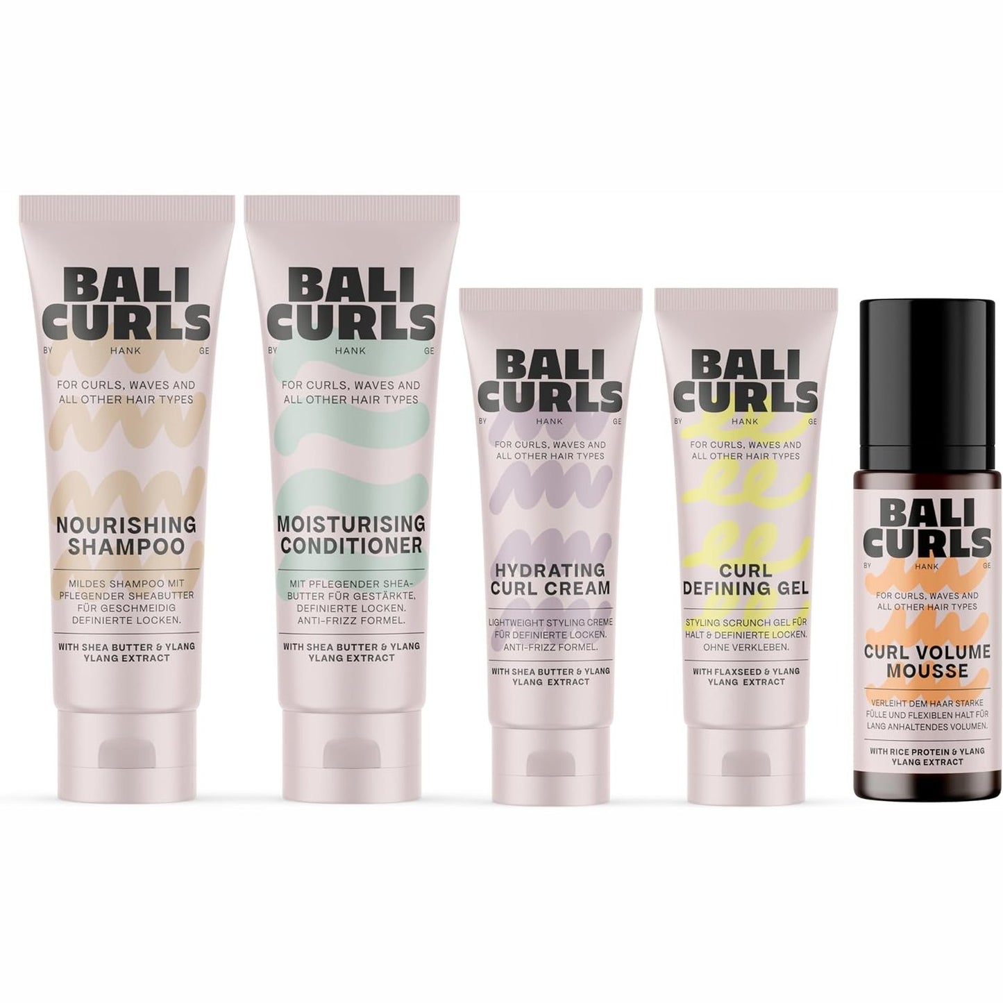 321455 - BALI CURLS Set Udhëtimi për Kaçurrela, 5 Pjesë, Shampo, Balsam, Krem Kaçurrelash, Xhel Definues, Shkumë, Madhësi Udhëtimi