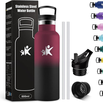219510 - KOLLYKOLLA Shishe termos për fëmijë 500 ml, çelik inox, pa BPA, e papërshkueshme nga rrjedhjet, e izoluar për çiklizëm, kamping, shkollë