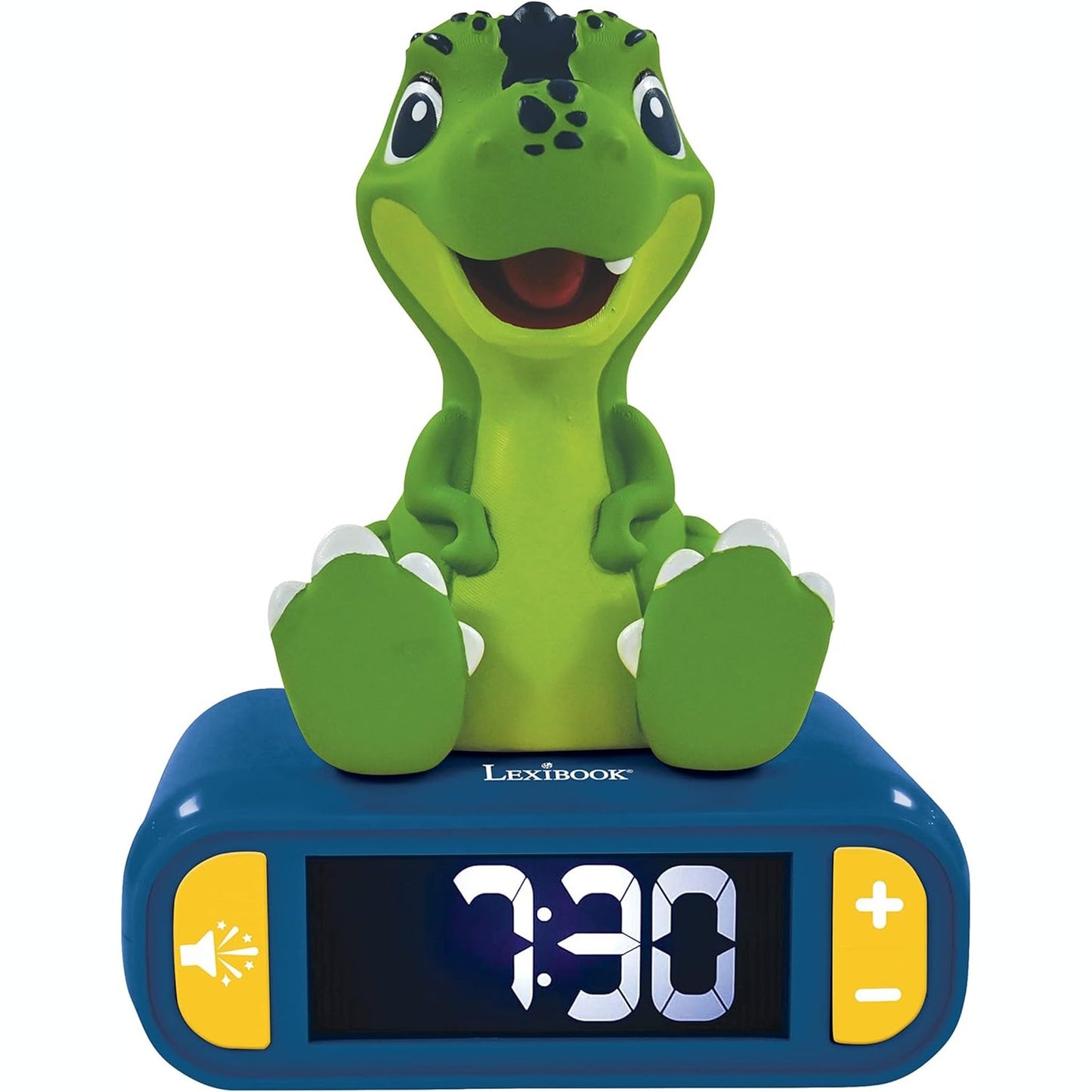 250709 - LEXIBOOK Orë Alarmi me Dritë Nate me Dinosaur, orë me shtytje për vajza, blu/jeshile