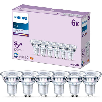 253169 - Philips Pako me 6 llamba LED GU10, 35W, e bardhë e ftohtë, pa errësim