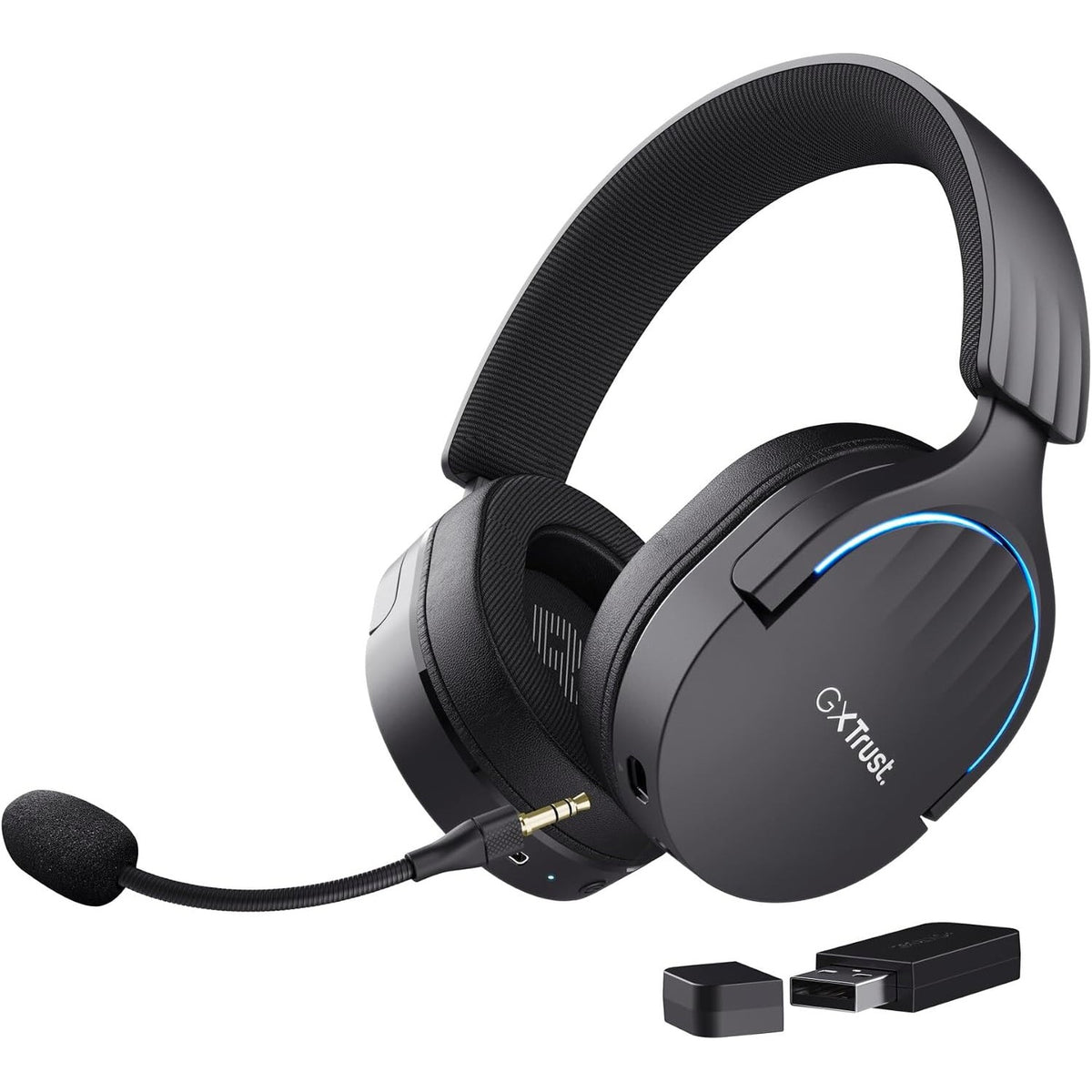 295641 - GXTRUST 491 FAYZO CUFFIE GAMING WIRELESS BLUETOOTH + 2.4 GHZ, AUDIO SURROUND 7.1, BATERI 22 ORË, 85% PLASTIKË E FORTË, RGB CUFFIE BLUETOOTH OVER EAR PC PS5 PS4 SWITCH - NERO