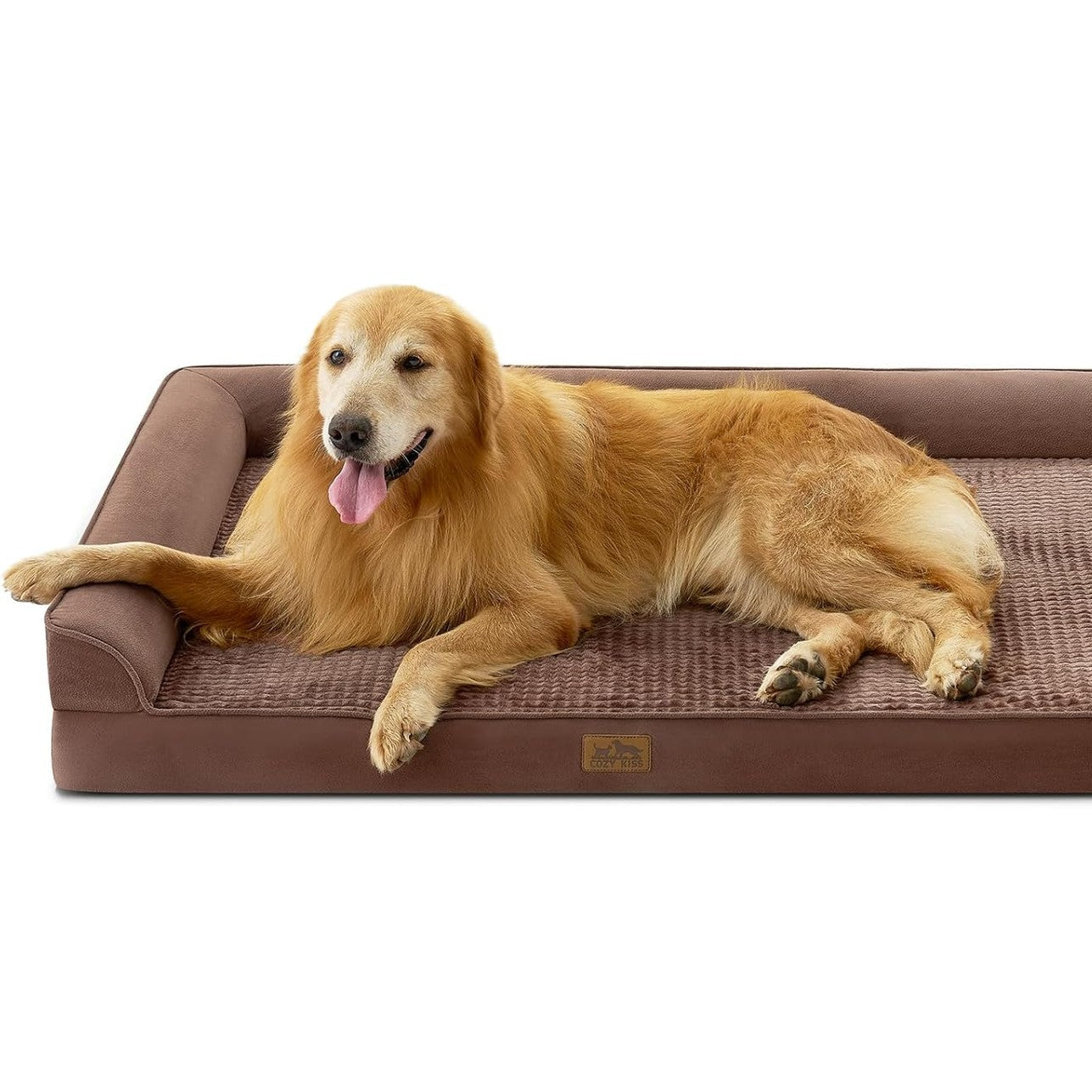 255245 - SHRAT ORTOPEDIK COZY KISS PËR QEN TË MËDHENJ, DIVAN QENSH XXL PËR QEN SHUMË TË MËDHENJ, I MADH, MBUSHJE MBËSHTETSE ME SHKUMË ME MBULESË TË PAPËRSHKUESHME NGA UJI DHE FUND JO-RRËSHQITËS, NGJYRË KAFE
