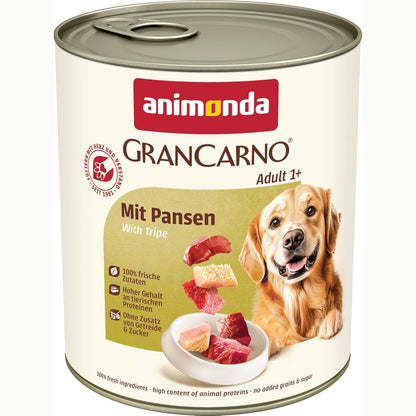185788 - ANIMONDA GranCarno Ushqim i Lagësht për Qen me Kungull, Pa Drithëra dhe Pa Sheqer, Për Qen të Rritur, me Përbërës të Freskët Mishi (6 x 800g)