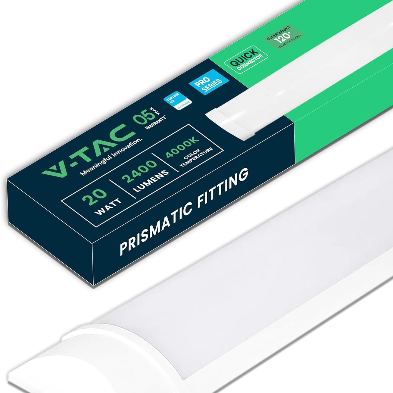 188405 - V-TAC Llambë Tavani LED Lineare, 60cm, 20W, Samsung Chip, Formë Drejtkëndëshe, 2400 Lumen, IP20, Përdorim për Mur, Garazh, Dyqan - Tub LED - Dritë e Bardhë Natyrale 4000k