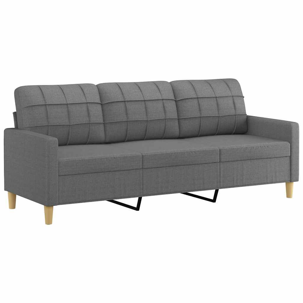 244817 - vidaXL Divan 3-Vendësh Gri e Errët 180 cm Pëlhurë (polyester textilene)