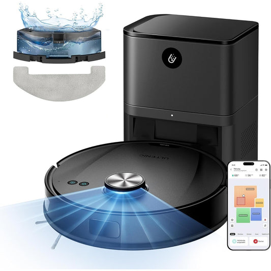 118038 - ULTENIC Fshesë Robot T10 Lite për Dysheme me Hartëzim dhe Autonomi 180 Minuta, Fuqia e Thithjes 5000 Pa, me Stacion, Navigim Lidar, Kontroll nga APP/Siri/Alexa/Google/IFTT