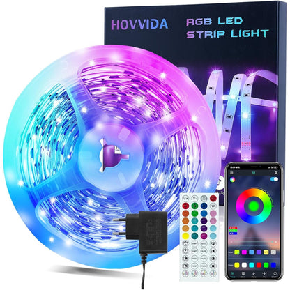 263159 - HOVVIDA Shirit LED 10M, 1x10M, 30 LED/metër, RGB, 300 LED, aplikacion dhe telekomandë, modalitet muzike, modalitet kohe