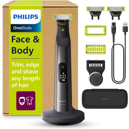 271063 - PHILIPS Makinë rroje dhe pastruese elektrike OneBlade Pro 360, 3 tehe 360°, krehër 20° i gjatë, set trupi, bazë karikimi, QP6652/35
