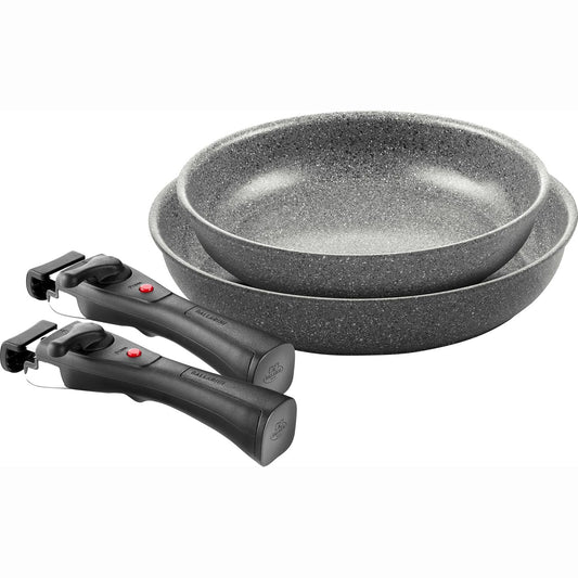 255086 - BALLARINI Set tiganësh Torre, me veshje qeramike, 24 + 28 cm, i përshtatshëm për induksion, 2 doreza të lëvizshme, alumini, argjend