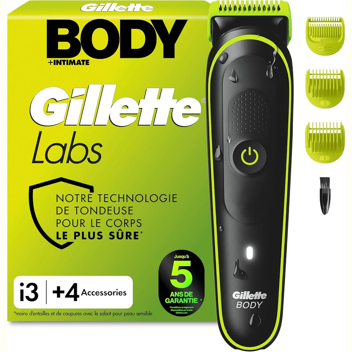 301836 - GILLETTE Makinë prerëse për trupin + intim Labs i3 për meshkuj, e zezë/e gjelbër