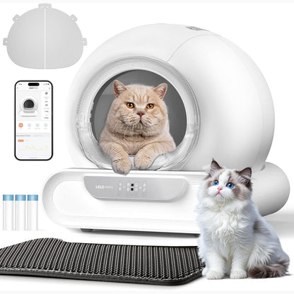183009 - LELO PAWS - Kuti Plehrash për Mace të Vetëpastrueshme, Elektrike XXL, 74L, Rrotulluese, Kontroll me Aplikacion, i Sigurt, me Qese Plehrash dhe Deodorizues, për Mace të Shumëfishta, E Bardhë