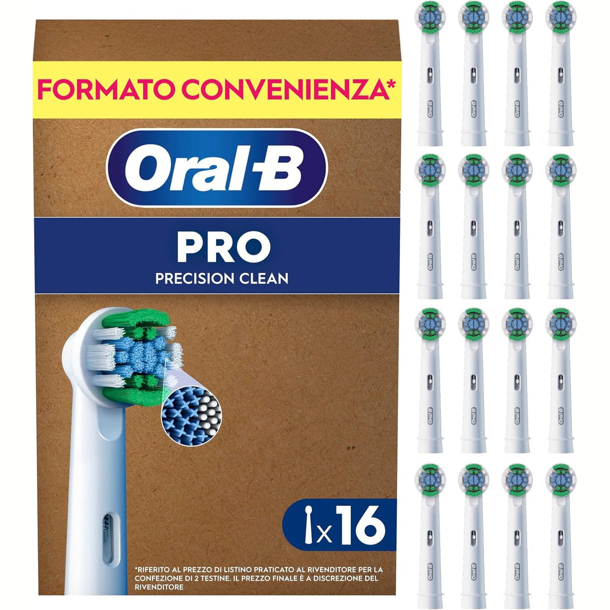 320980 - Oral-B Koka Furçash Zëvendësuese Pro Precision Clean, të Bardha, 16 Mbushje
