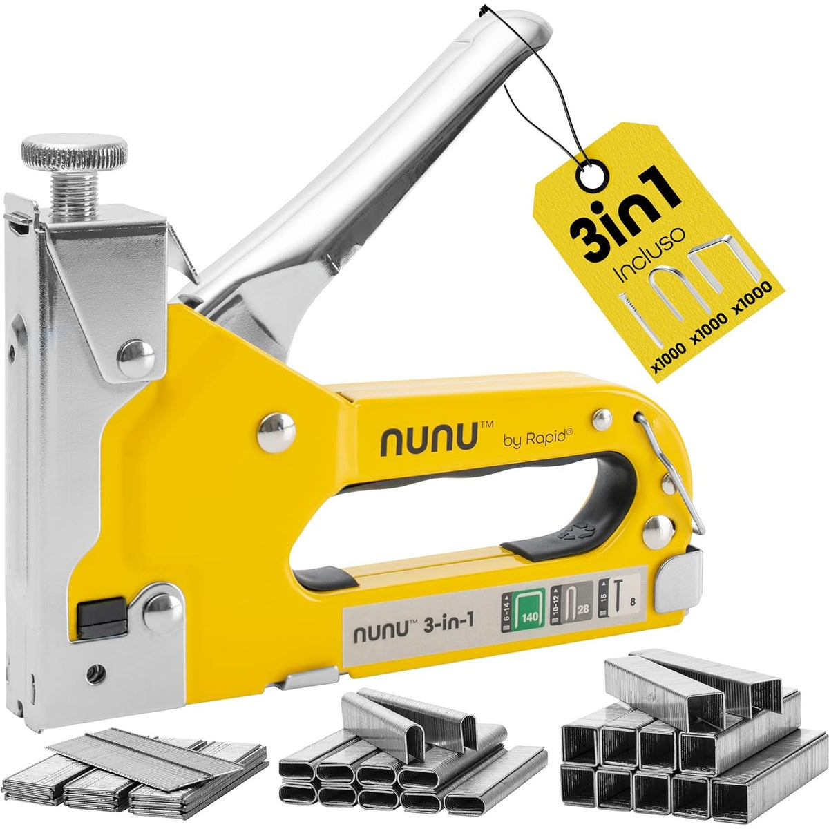 314520 - RAPID NUNU Kapëse manuale 3-në-1, përfshin 3,000 kapëse dhe gozhda