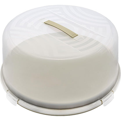 314279 - BRANQ Enë e rrumbullakët për tortë Joy, me kapak të lartë dhe dorezë praktike, plastikë pa BPA (PP), ngjyrë sherebele/transparente, 334x156 mm
