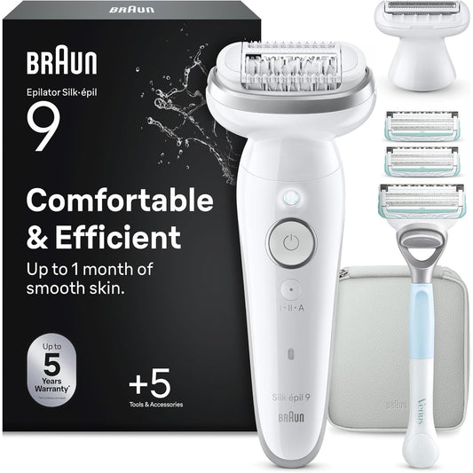 305688 - BRAUN Depilator elektrik për femra Silk Epil 9, 9-141, i bardhë dhe argjendi