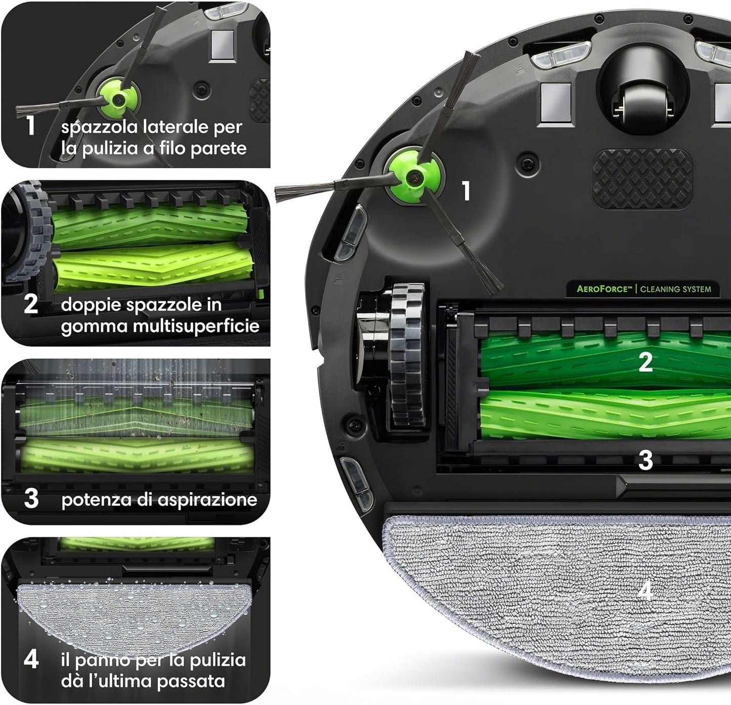100383 - iROBOT Roomba Combo i5+, Fshesë Robote Dyshemeje dhe Korrenti, me Bazë që Zbrazet Vetë, Hartëzim Inteligjent, Wi-Fi, Zbulues Pengesash, 2 Furça Shumësipërfaqësore, Aplikacion dhe Asistent Zanor