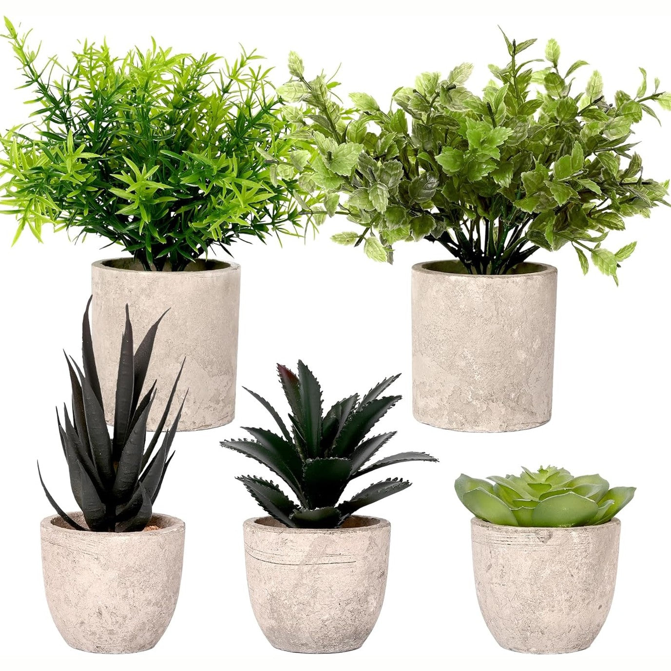 254390 - Set me 5 bimë artificiale dekorative YORFULL, bimë të vogla me vazo për dhomë gjumi, banjo, kuzhinë, zyrë, dhomë ndenjeje