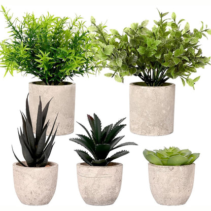 254390 - Set me 5 bimë artificiale dekorative YORFULL, bimë të vogla me vazo për dhomë gjumi, banjo, kuzhinë, zyrë, dhomë ndenjeje