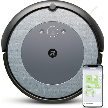 118026 - IROBOT Fshesë Robotike Roomba I3152 me Dy Furça Gome Shumësipërfaqëshe, Teknologji Shtypi, e Lidhur, Kompatibile me Asistentin Zanor, Gri/Blu
